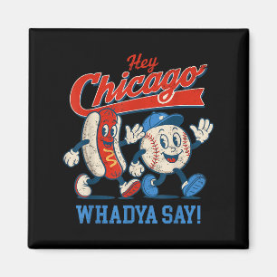 Hey Chicago Whadya Say Baseball And Hot Dog 4th Of Magnet