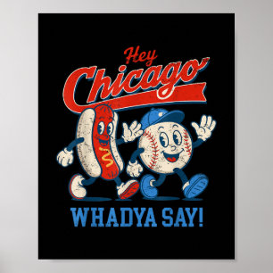 Hey Chicago Whadya Say Baseball And Hot Dog 4th Of Poster
