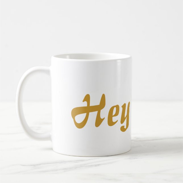 Hey Cutie Gold Lettering Coffee Mug (Left)