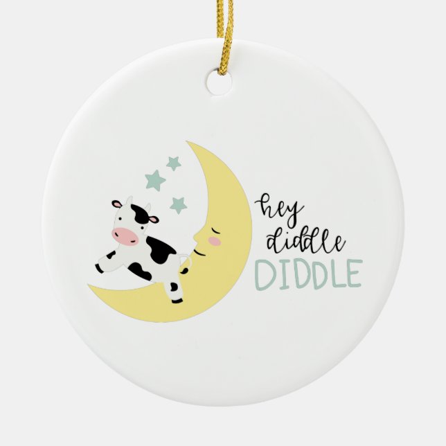 Hey Diddle Diddle Ceramic Ornament (Front)