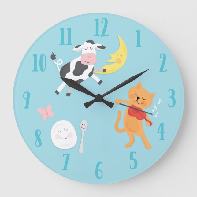 Hey Diddle Diddle Nursery Rhyme Children's Clock (Front)