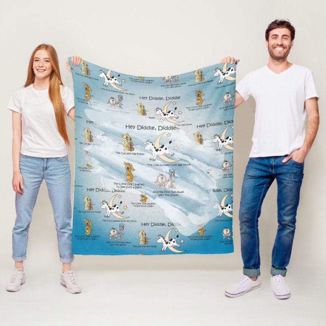 Hey Diddle, Diddle Nursery Rhyme Fleece Blanket (In Situ)