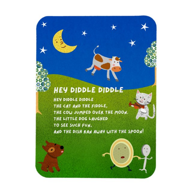 Hey Diddle Diddle Nursery Rhyme Magnet (Vertical)