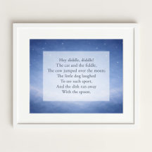 Hey Diddle Diddle Nursery Rhyme Night Sky Print