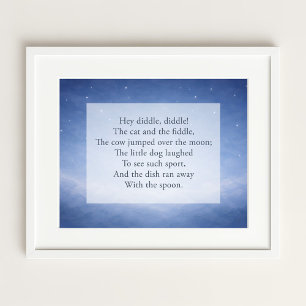 Hey Diddle Diddle Nursery Rhyme Night Sky Print