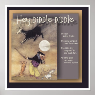 Hey Diddle Diddle Nursery Rhyme Poster