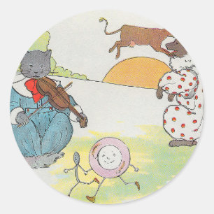 Hey Diddle Diddle The Cat and the Fiddle Rhyme Classic Round Sticker