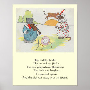 Hey Diddle Diddle The Cat and the Fiddle Rhyme Poster