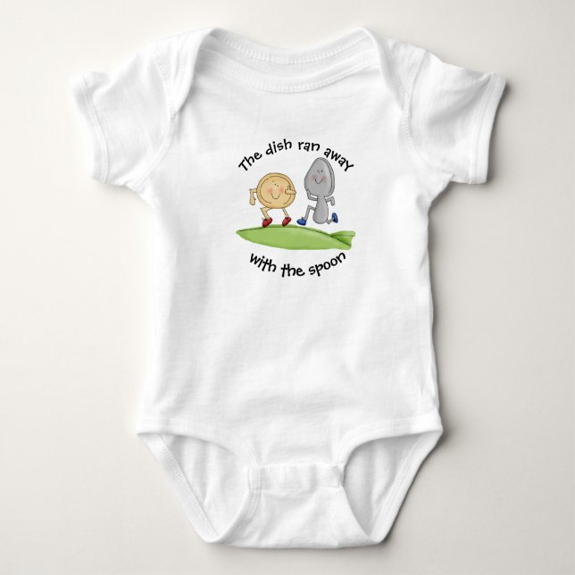 Hey Diddle, The Dish Ran Away With The Spoon Baby Bodysuit (Front)