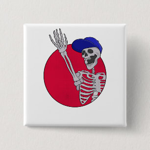 Hey Friends Cool and Funny Skeleton 15 Cm Square Badge