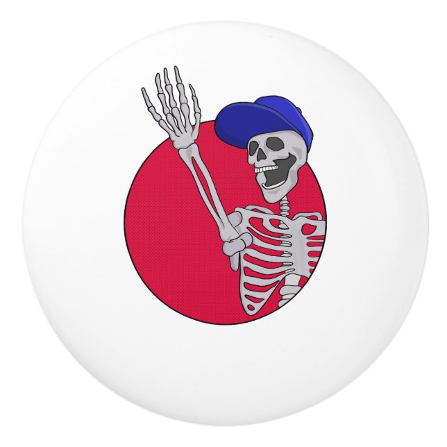 Hey Friends Cool and Funny Skeleton Ceramic Knob (Front)