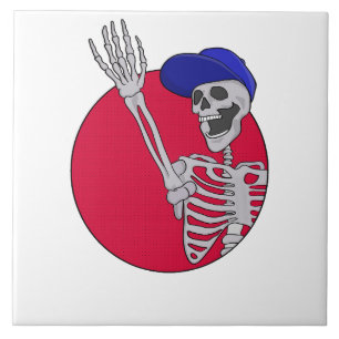 Hey Friends Cool and Funny Skeleton Ceramic Tile