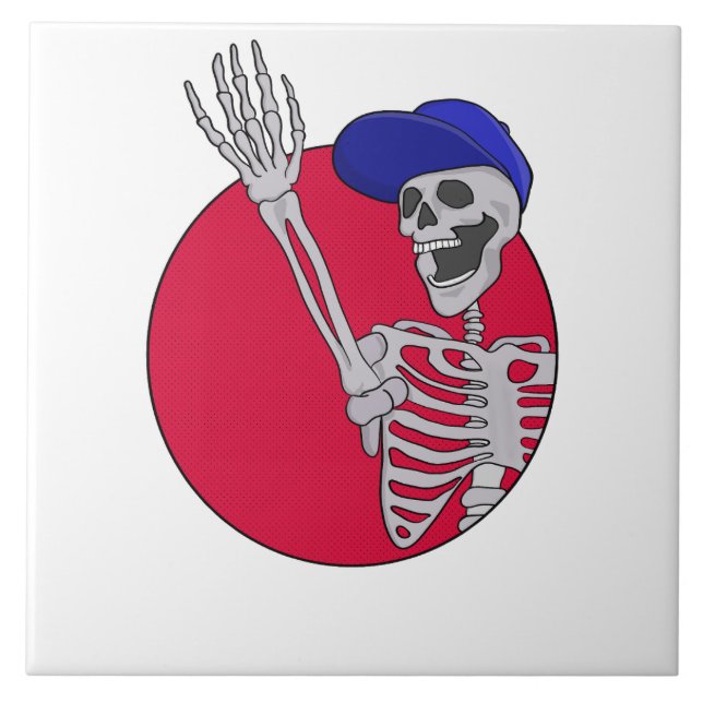 Hey Friends Cool and Funny Skeleton Ceramic Tile (Front)