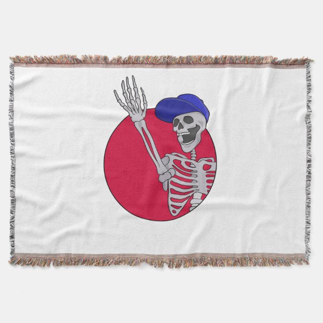 Hey Friends Cool and Funny Skeleton Throw Blanket (Front)