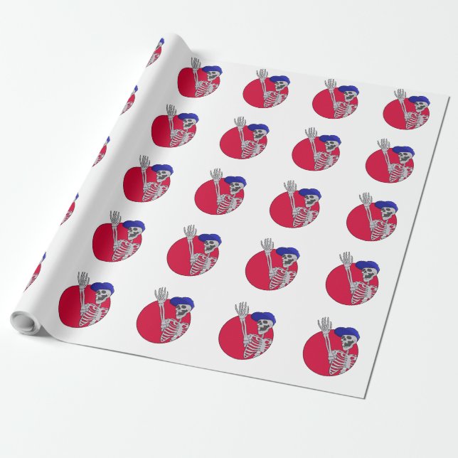 Hey Friends Cool and Funny Skeleton Wrapping Paper (Unrolled)