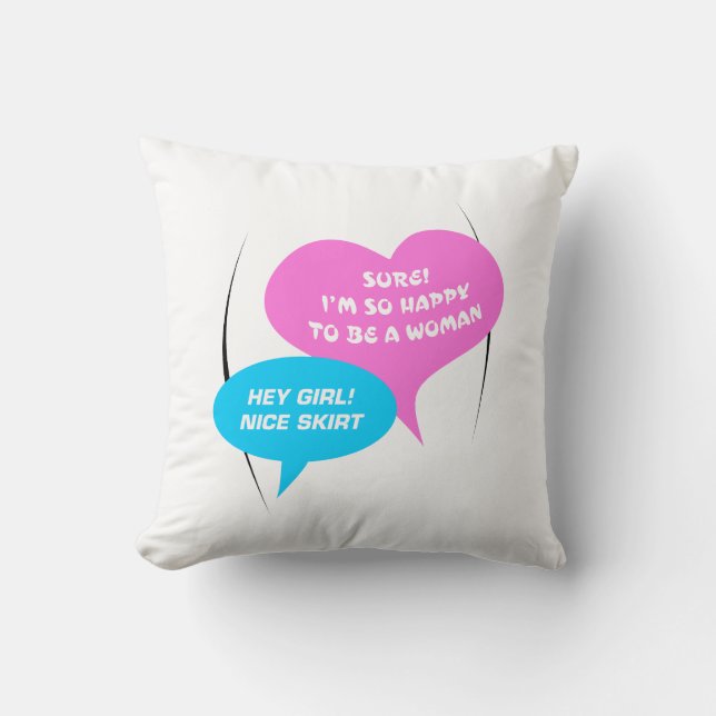 Hey Girl NIce Skirt LightBlue&Pink Fun Baloon Cushion (Front)