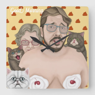 Hey, Good Morning Square Wall Clock