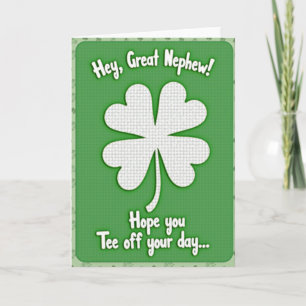 Hey Great Nephew Shamrock Card