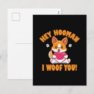 Hey Hooman I Woof You Holiday Postcard