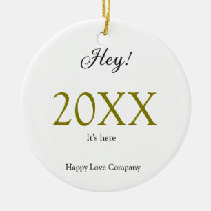 Hey it's new year add year gold black simple. Mini Ceramic Ornament