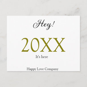 Hey it's new year add year gold black simple. Mini Holiday Postcard