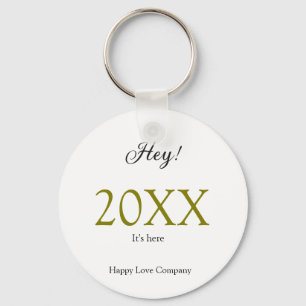 Hey it's new year add year gold black simple. Mini Key Ring