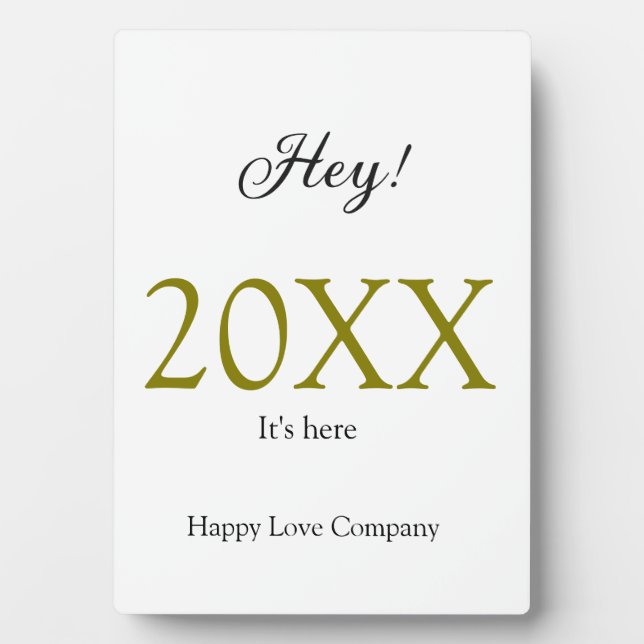 Hey it's new year add year gold black simple. Mini Plaque (Front)