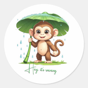 Hey' It's Raining Classic Round Sticker
