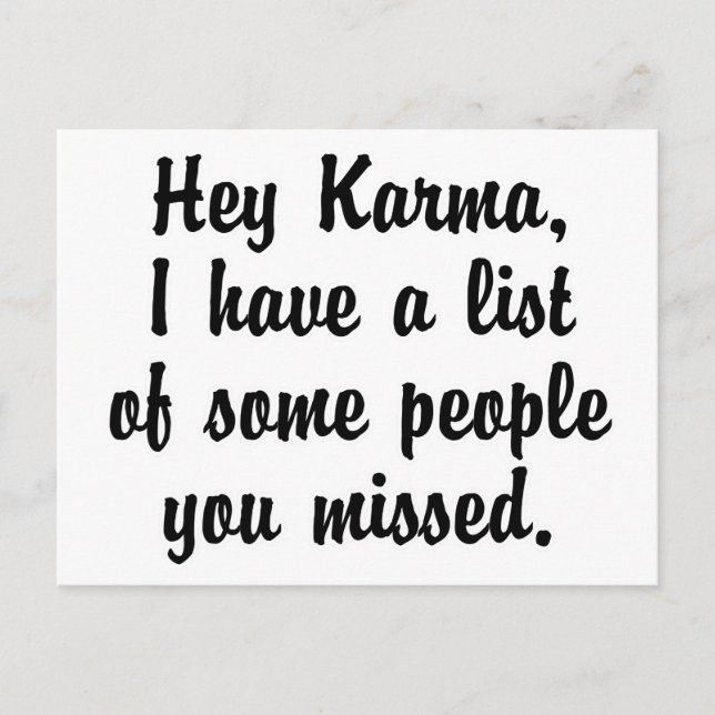 Hey Karma… Postcard (Front)