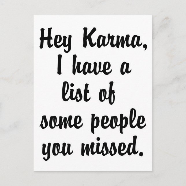 Hey Karma… Postcard (Front)