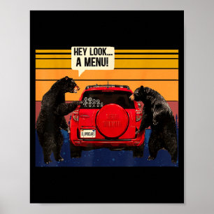 Hey Look A Menu Camng Camper, Retro Vintage Funny  Poster
