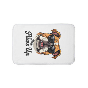 Hey Paws Up Vintage Bulldog with Sunglasses Funny  Bath Mat