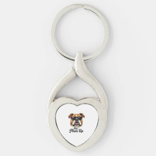 Hey Paws Up Vintage Bulldog with Sunglasses Funny  Key Ring