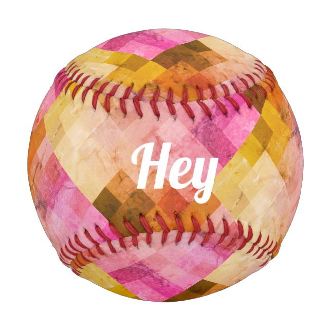 Hey Pink Watercolor Geometric Pattern Baseball (Front)
