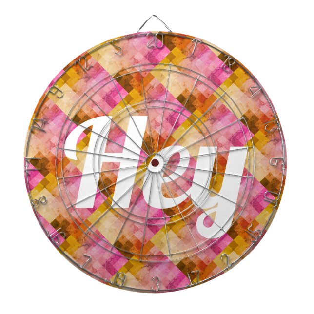 Hey Pink Watercolor Geometric Pattern Dartboard (Front)