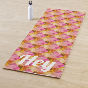 Hey Pink Watercolor Geometric Pattern Yoga Mat