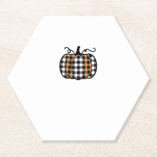 Hey Pumpkin Buffalo Plaid for Fall Autumn Thanksgi Paper Coaster