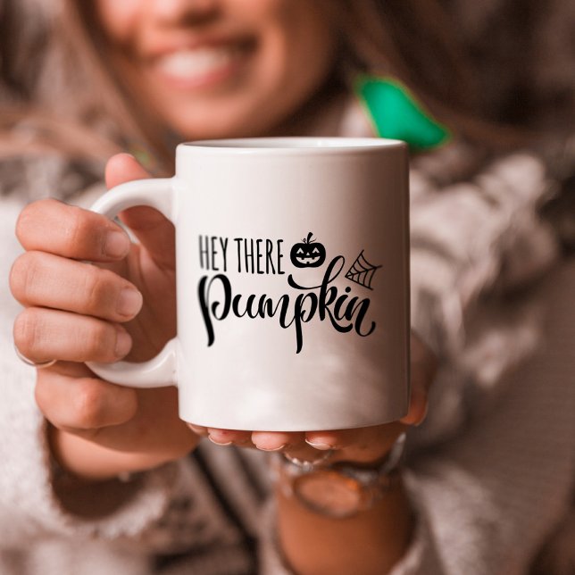 Hey Pumpkin Halloween Black Two-Tone Coffee Mug (Creator Uploaded)