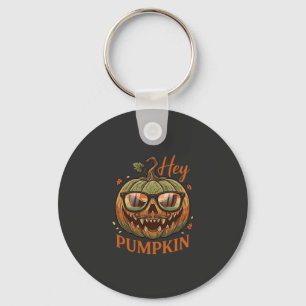 Hey Pumpkin Halloween Jack Lantern Glasses Mustach Key Ring