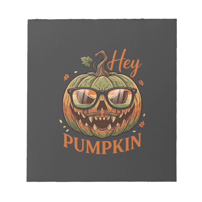Hey Pumpkin Halloween Jack Lantern Glasses Mustach Notepad (Front)