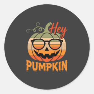 Hey Pumpkin Retro Halloween Sunglasses Classic Round Sticker