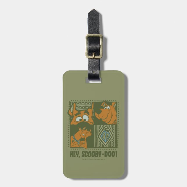 Hey Scooby-Doo Tribal Square Graphic Luggage Tag (Front Vertical)