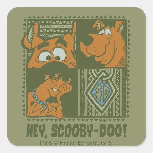 Hey Scooby-Doo Tribal Square Graphic Sticker (Front)
