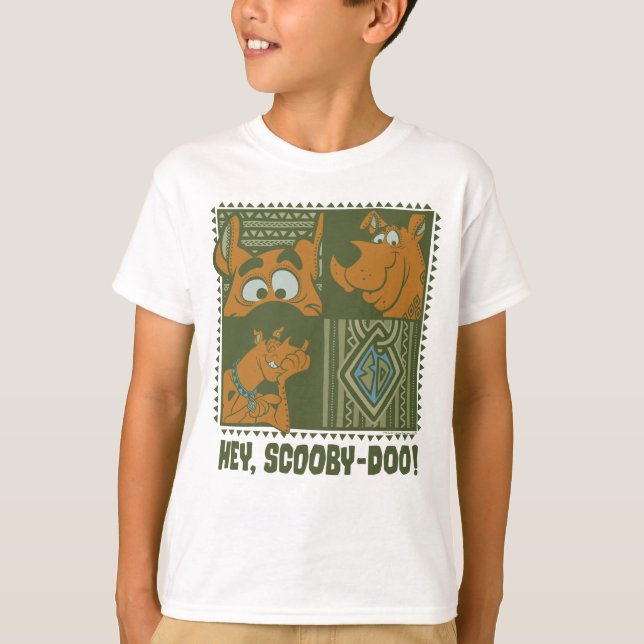 Hey Scooby-Doo Tribal Square Graphic T-Shirt (Front)