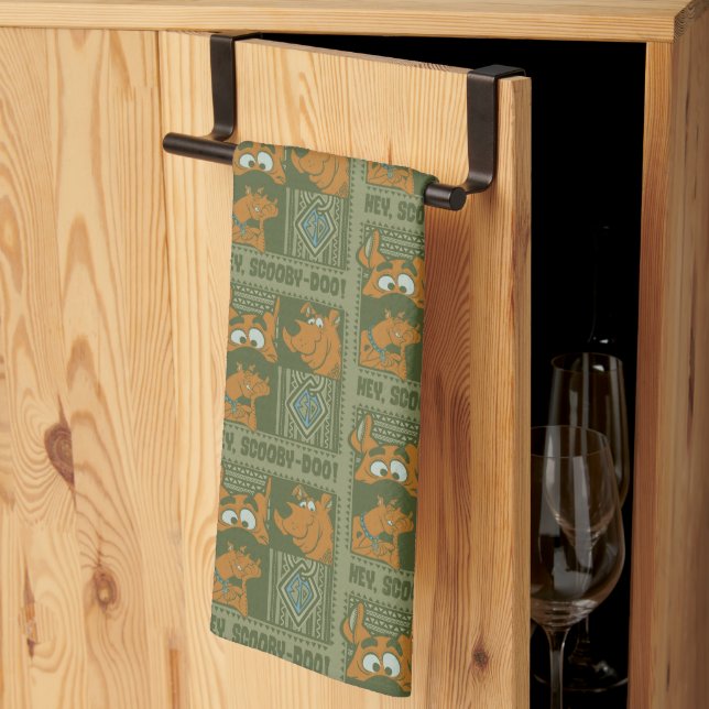 Hey Scooby-Doo Tribal Square Graphic Tea Towel (Thirds Fold)