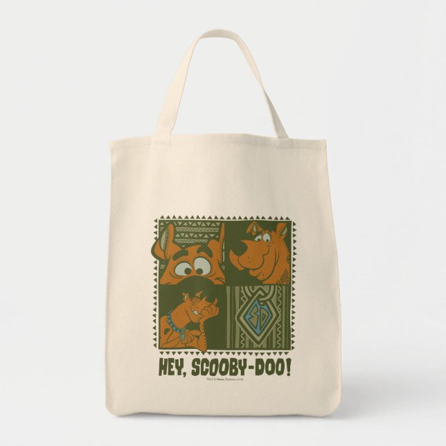 Hey Scooby-Doo Tribal Square Graphic Tote Bag (Front)