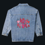 Hey Sugar Pink Romantic Love Heart Typography Denim Jacket<br><div class="desc">Hey Sugar Pink Romantic Love Heart Typography Valentine Denim Jackets features the text "Hey Sugar" in modern pink script typography accented with romantic love hearts. Designed by Evco Studio www.zazzle.com/store/evcostudio</div>