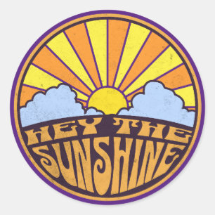 Hey The Sunshine Groovy Sunrise Classic Round Sticker
