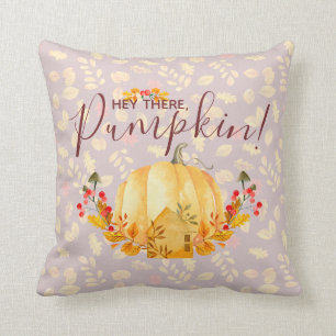 Hey There Pumpkin Fall Season Leaves   Halloween Cushion