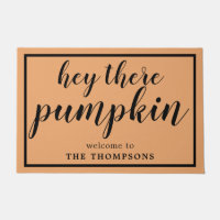Hey There Pumpkin Orange Fall Trendy Door Mat